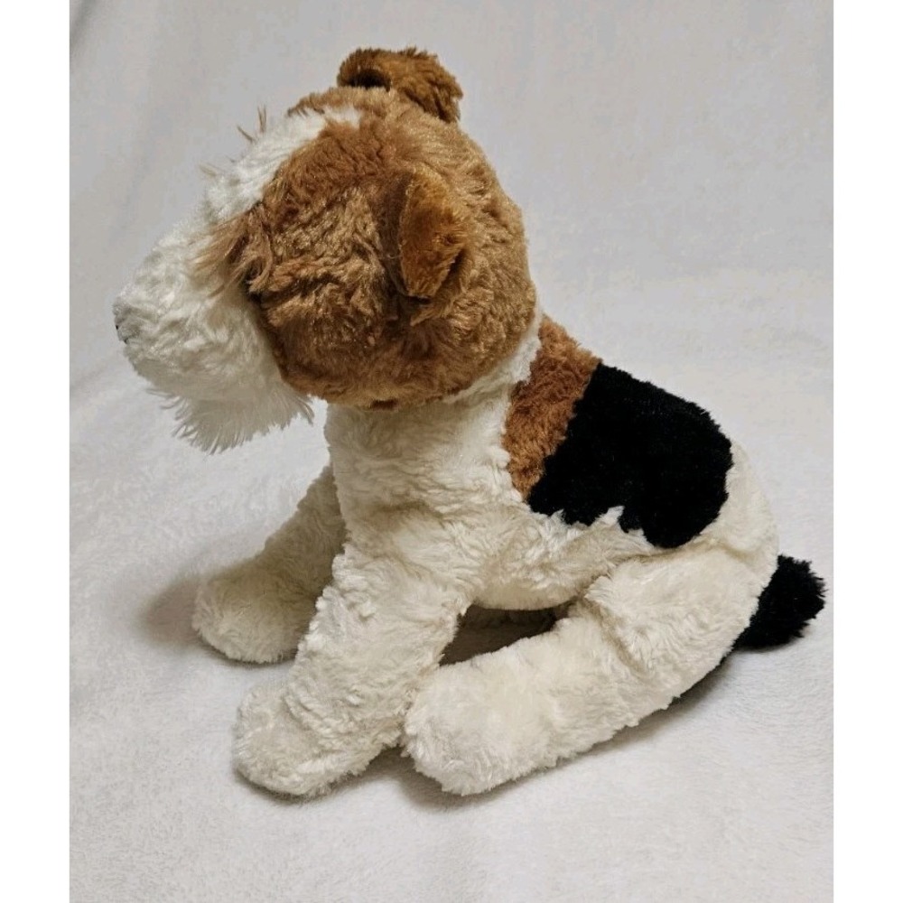 Aurora Wire Haired Fox Terrier Dog Stuffed Plush Tricolor Brown White Black